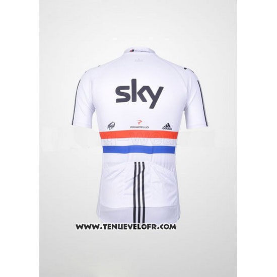 2012 Maillot Ciclismo Sky Champion Regno Unito Noir et Blanc Manches Courtes et Cuissard